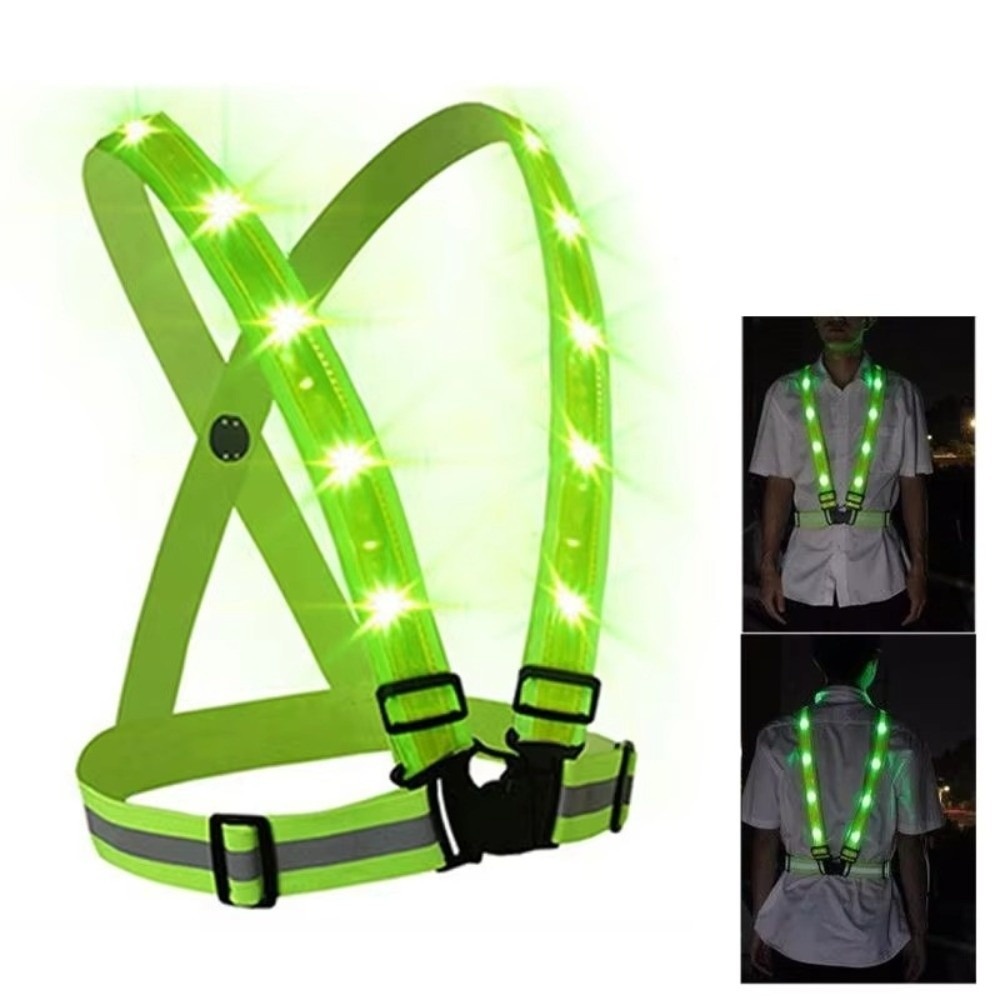 Running Gear Green - Nieuw polyester LED-veiligheidsvest met groen licht,