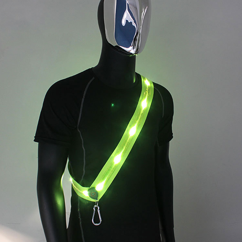 Running Gear Green - Verlichte schouderbanden, oplaadbare LED reflecterende loopriem,