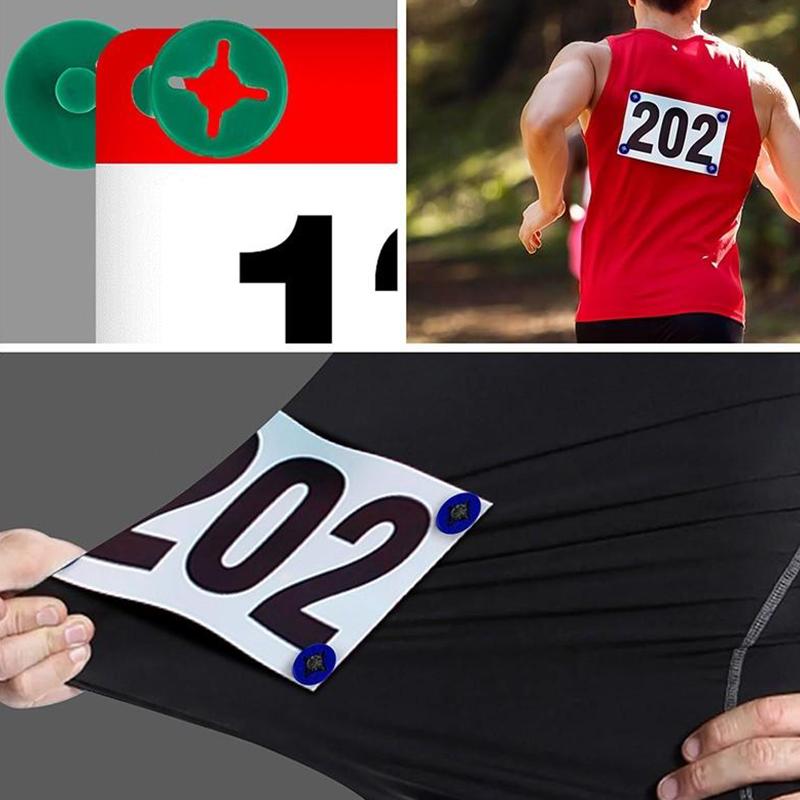Running Gear Green - 12 stuks racenummerhouders, hardloopnummerclips, marathon, triatlon,