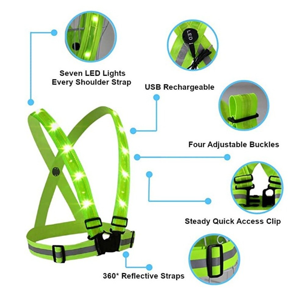 Nieuw polyester LED-veiligheid - Running Gear Green recensie en prijs